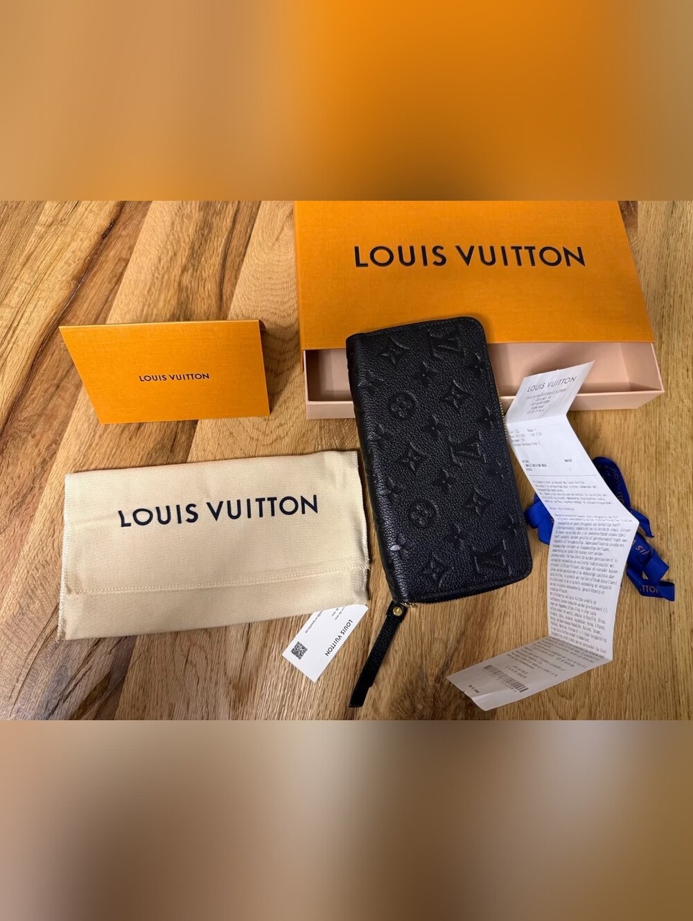 Louis Vuitton Black & Cream Monogram Envelope Wallet